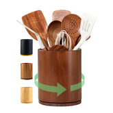Gorsent Porta Utensilios Madera 360°: acceso rápido a herramientas de cocina.