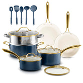 Gotham Steel 15 piezas ollas cerámicas antiadherentes para cocinar con poco aceite