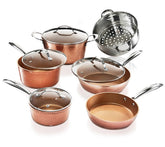 Gotham Steel Hammered 15pc, conjunto listo para desempaquetar y empezar a cocinar.