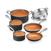 Gotham Steel, juego cerámico de 15 piezas para cocinar con antiadherencia y limpieza fácil.