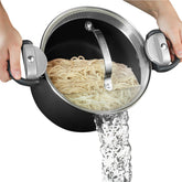 Olla Gotham Steel 5 qt con tapa filtrante integrada para escurrir pasta