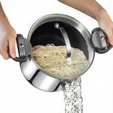 GOTHAM STEEL olla 8qt con tapa coladora integrada para escurrir pasta fácilmente