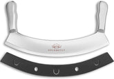 Gourmetly Mezzaluna de acero inoxidable con funda para cortes limpios