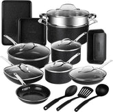 Granitestone: juego completo de ollas y sartenes para cocinar en casa con comodidad.