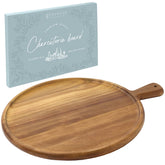Grazerie tablero charcutería redondo de acacia, ideal para servir aperitivos en reuniones.