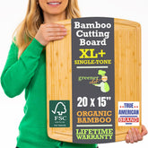 Greener Chef tabla de cortar de bambú XL20x15 superficie duradera para uso diario