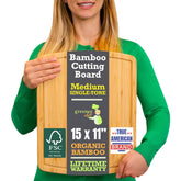 Greener Chef: tabla de corte de bambú de 15 pulgadas vista superior para uso diario.