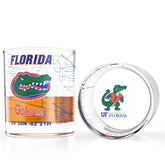 Vaso Greenline Goods con logotipo a color y mapa del campus UF para fans.