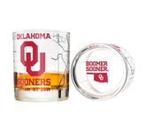 Vasos de whiskey Greenline Goods con logotipo a color y mapa del campus; ideal para reuniones.