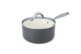 GreenPan Lima 3D 2 Quart cazo con tapa de vidrio para vigilar la cocción sin perder calor.