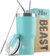 Greens Steel Beast 20oz en aguamarina, exterior resistente para uso diario.