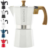 GROSCHE Milano Moka en estufa de 6 tazas, color blanco, café intenso en casa.
