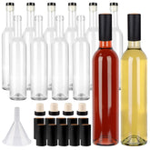 Conjunto completo GUANENA: 12 botellas de cristal 500 ml con tapas de corcho para bebidas caseras.