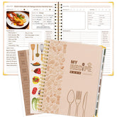 GuassLee cuaderno de recetas rosa claro con portada texturizada para 140 recetas