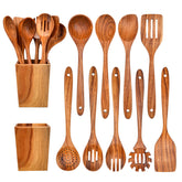 Gudamaye cucharas de madera largas para cocinar, agarre cómodo y seguro