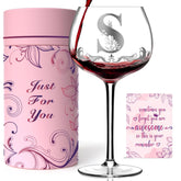 Gumry copa de vino con inicial S, regalo personalizado y elegante para cualquier ocasión