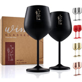 Copa de vino Gusto Nostro en acero inoxidable 18 oz, ideal para viajes.