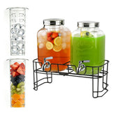 GVUHR dispensadores de vidrio doble con soporte para servir bebidas en fiestas.