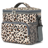 GYEUKHAM bolsa aislada para almuerzo Leopardo, vista frontal, ideal para oficina y escuela.