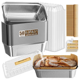 Gyreuni moldes de pan de aluminio con tapas para hornear de forma limpia y cómoda