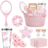 Hafublic cesta regalo rosa, contenedor práctico para regalo y almacenamiento diario.