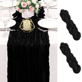 HAISIWLKJ camino de mesa de gasa negro para bodas elegantes