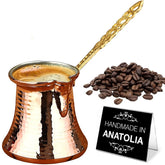 Pava Hakan de cobre para café turco con calor rápido.