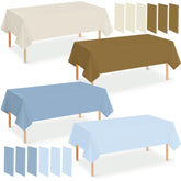Mantel plástico desechable Hallswl marfil para mesa rectangular; facilita la decoracion y la limpieza