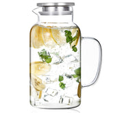 Jarra de vidrio Hannadepot 3.8 L con tapa y vertedor para servir bebidas.