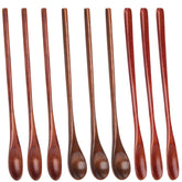 Cucharas HANSGO de madera con mango largo para café, mezcla fácil y sin rayar superficies.
