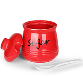 HAOTOP azucarero cerámico 12oz con tapa y cuchara, perfecta para uso diario