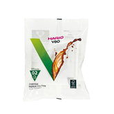 Filtro de papel Hario V60 tamano 02, blanco, 100 unidades para una preparación limpia.