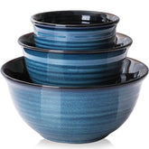 Tazones cerámicos HASENSE azules de 2.1 qt listos para mezclar grandes porciones.