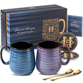 HASENSE: taza cerámica azul de 20 onzas, ideal para café matutino.