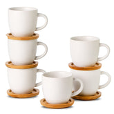 HASENSE tazas espresso 3 oz con platillos de bambú, servicio elegante en casa