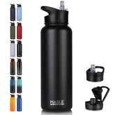 HASLE OUTFITTERS 40oz botella, vista frontal, tapa sorbete para senderismo y confort