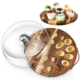 Bandeja Havawish para huevos rellenos en madera de acacia con tapa, presentación elegante para aperitivos.