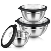 HaWare mezcladoras de acero inoxidable de 6 piezas con tapas herméticas, para mezclar y almacenar.