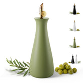 HB Design Co. dispensador cerámico verde mate para aceite de oliva, elegante y práctico.