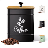 HB Design Co. Bote de café aireado con tapa de bambú para conservar aroma.
