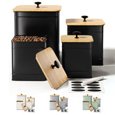 HB Design Co. jarras de cocina cuadradas en negro para encimera, almacenamiento ordenado