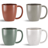 HB Design Co: juego de tazas cerámicas en cuatro colores, ideal para el café diario.
