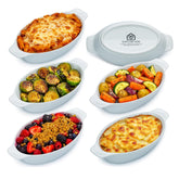 Heartland Home fuente oval de porcelana, 6 piezas, porciones perfectas para hornear