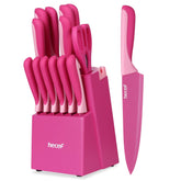hecef juego de cuchillos de cocina con afilador integrado dentro del estuche para afilar sin esfuerzo