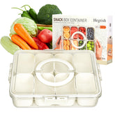Hegrish contenedor tentempié dividido con tapa para viaje y aperitivos saludables.