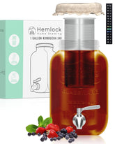 Hemlock frasco kombucha con grifo para dosificar fácilmente durante la fermentación continua.