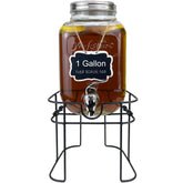 Dispensador de bebidas HENABLE de cristal con soporte, ideal para servir jugos y limonadas.