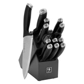 Cuchillos Henckels Silvercap en bloque negro ofrecen equilibrio y durabilidad para uso diario.
