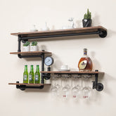 HEONITURE estante-pared-tuberias-vino para exhibir botellas con estilo industrial.
