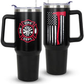 Heqianco termo bombero con mango, capacidad de cuarenta onzas, ideal para llevar bebidas.